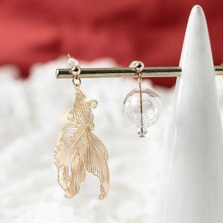 Asymmetrical Goldfish Drop Earring / Clip-on Earring