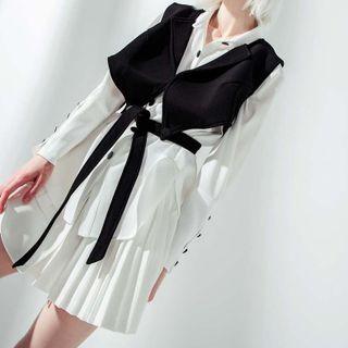 Plain Shirt / Strappy Cropped Vest / Set