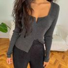 Square-neck Buttoned Cardigan