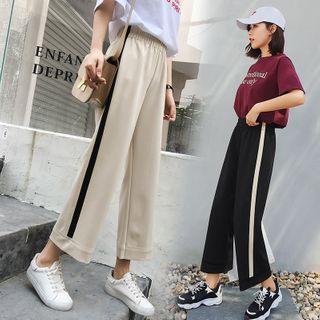 Contrast Trim Wide-leg Cropped Pants