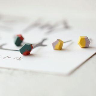 Two-tone Geometric Ceramic Earring