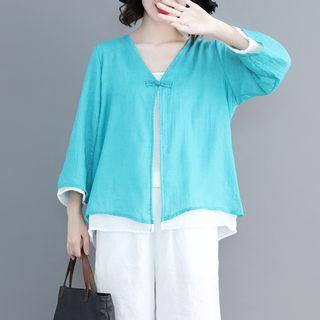 3/4 Sleeve Frog Button Light Cardigan