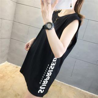 Short-sleeve Lettering Print Tank Top