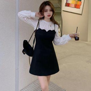 Long-sleeve T-shirt / Mini Overall Dress