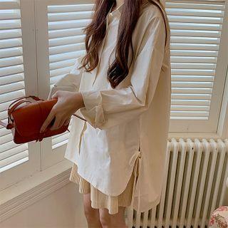 Side-slit Long-sleeve Shirt