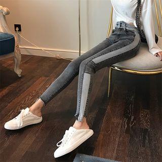 High Waist Two Tone Skinny Jeans