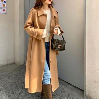 Single Breasted Sashed Long Coat