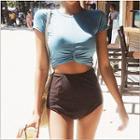 Cap-sleeve High-waist Bikini