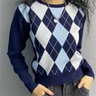 Crewneck Geometric Long-sleeve Sweater