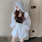 Button Hoodie / Wide-leg Shorts