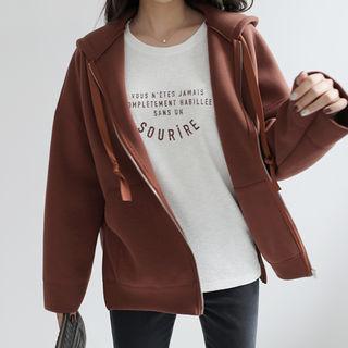 Kangaroo-pocket Neoprene Zip Hoodie