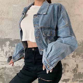 Loose-fit Crop Jacket Blue - One Size