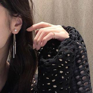 Faux Pearl Bar Fringed Earring