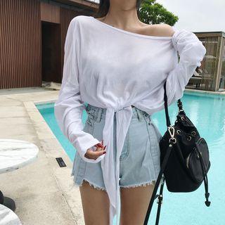 Tie Front Long Sleeve T-shirt