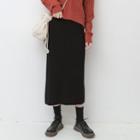 Slit Midi Straight-fit Knit Skirt