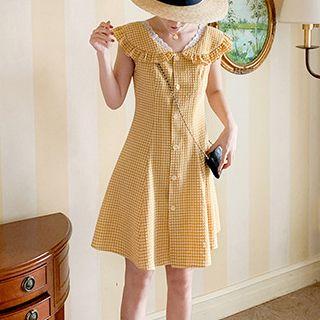 Sleeveless Mini Plaid A-line Dress