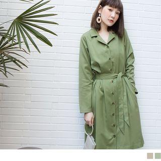 Single-breasted Belt Shirtdress