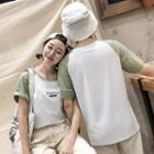 Couple Matching Short-sleeve Colour Block T-shirt