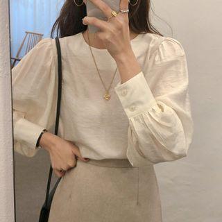 Crew Neck Plain Blouse