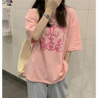 Bear Printed Short-sleeve Top