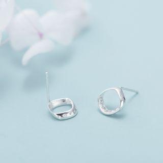 Square Stud Earring 1 Pair - E121 - Silver - One Size