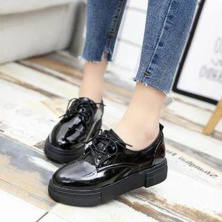 Faux-leather Patent Oxford Shoes