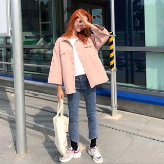 3/4-sleeve Buttoned Coach Jacket