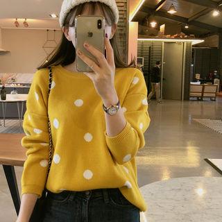 Round-neck Dotted Knit Top