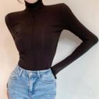 High-neck Sheath Long-sleeve T-shirt