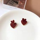 Heart Alloy Dangle Earring 1 Pair - Wine Red - One Size