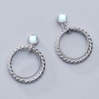 925 Sterling Silver Gemstone Hoop Dangle Earring S925 Silver - Earring - One Size