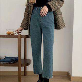 Retro Washed Straight-cut Jeans