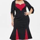 Plus Size Long-sleeve Midi Sheath Dress
