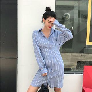 Slim-fit Striped Shirtdress Blue - One Size