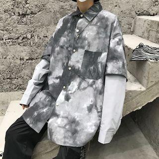 Mock Two-piece Tie-dye Shirt