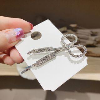 Scissors Rhinestone Alloy Hair Clip Scissors - Silver - One Size