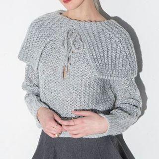 Bow Accent Chunky Knit Sweater