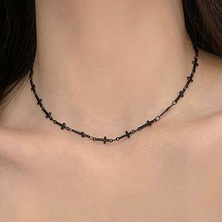 Cross Alloy Choker Black - One Size