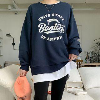 Plus Size Pastel Letter Sweatshirt