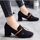 Chunky-heel Square-toe Loafers