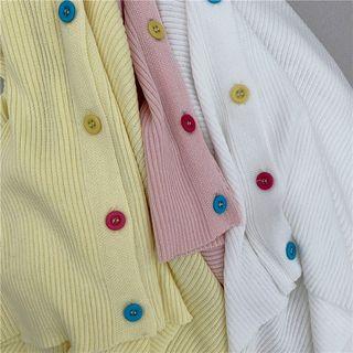 Color Button Cardigan