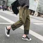 Cropped Color Panel Straight-leg Pants
