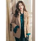 Contrast-cuff Herringbone Wool Blend Blazer