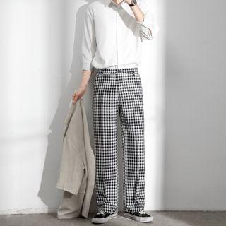 Check Straight Leg Dress Pants