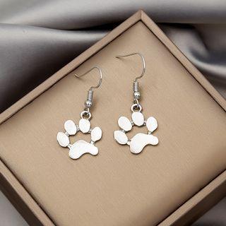Cat Paw Alloy Dangle Earring E2959 - 1 Pr - Silver - One Size