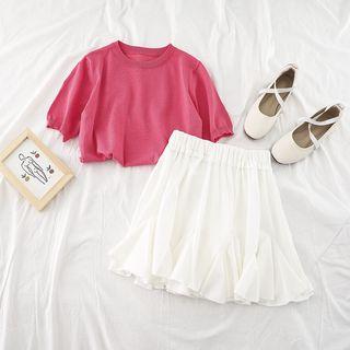 Set: Knit Top + High-waist Skirt