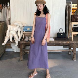 Open Back Midi Spaghetti Strap Dress Purple - One Size