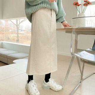 Plus Size Band-waist Napped H-line Long Skirt