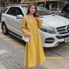 Long Sleeve Button A-line Dress