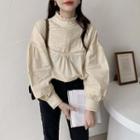 Paneled Balloon-sleeve Blouse As Shown In Figure - One Size